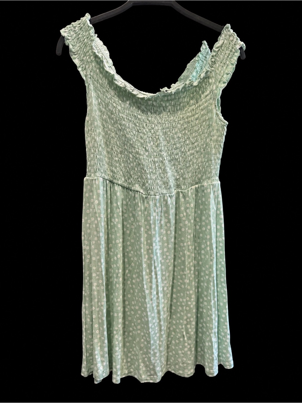 Forever 21 Light Mint Floral Smocked Mini Dress